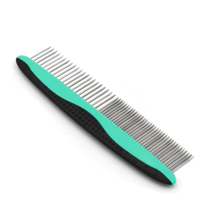 Dog Comb for Removes Tangles and Knots - Cat Comb for Removing Matted Fur - Grooming Tool with Stainless Steel Teeth and Ergonomic Grip Handle - Pet Hair Comb for Home Grooming Kit BENOXINE