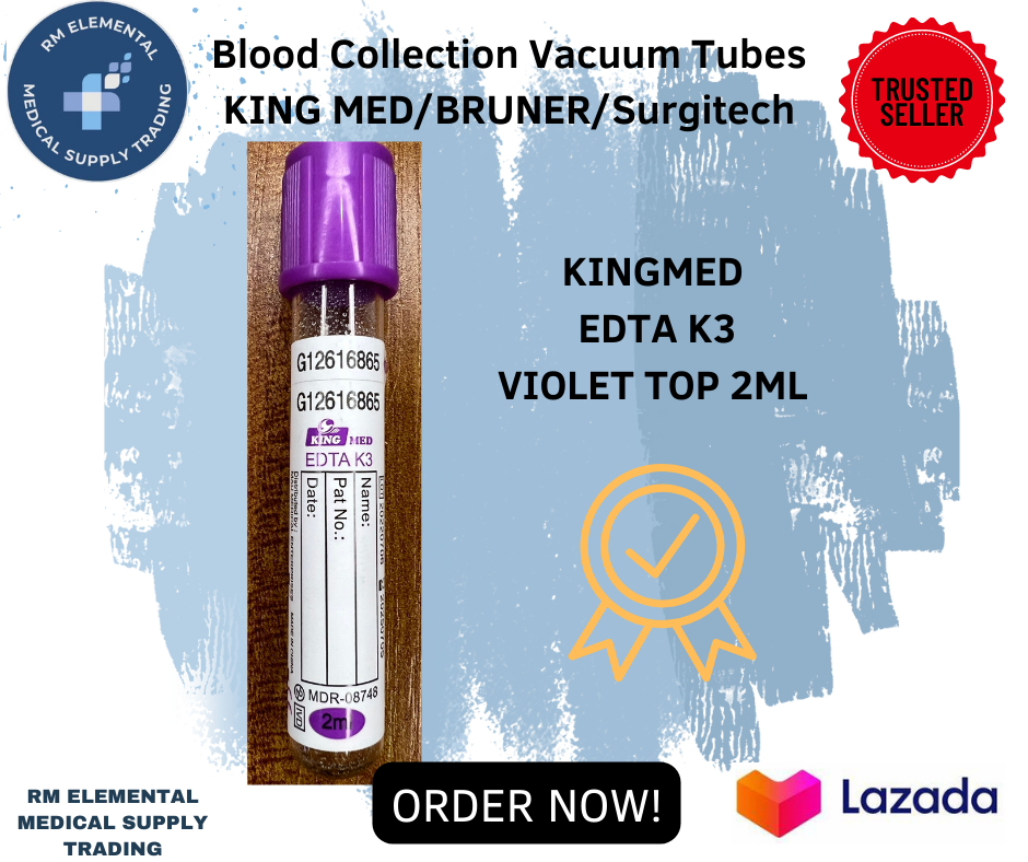 Blood Collection Vacuum Tubes KING MED/BRUNER/Surgitech sold as per