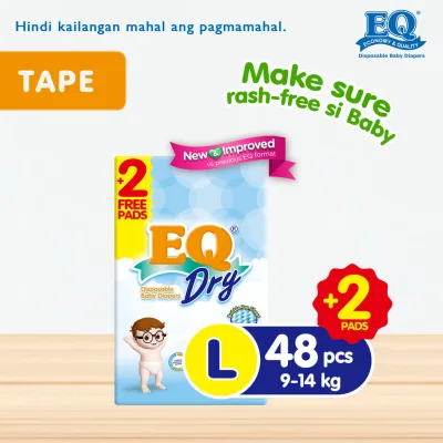 EQ Dry Large (9-14 kg) - 50 pcs x 1 pack (50 pcs) - Tape Diapers