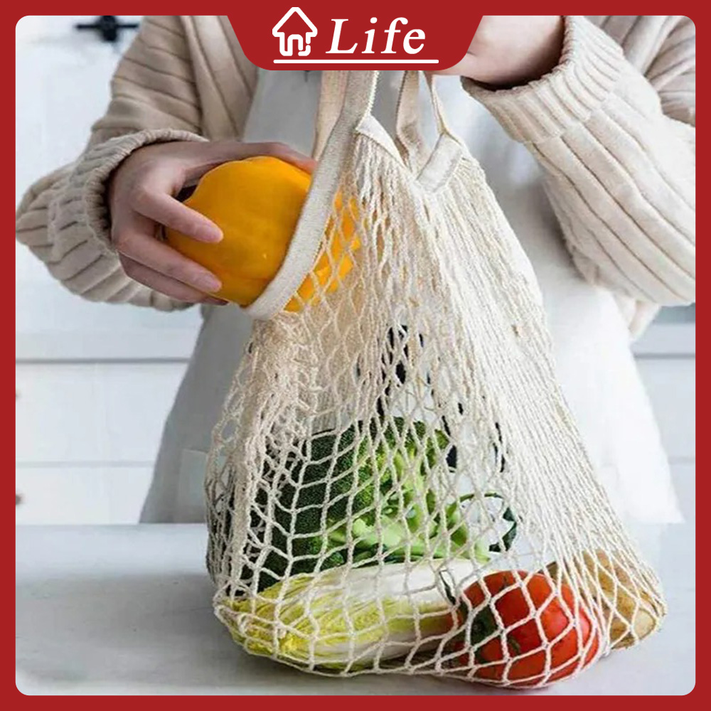 Portable Cotton Shopping Mesh Bag Fruit Storage Handbag Ecology