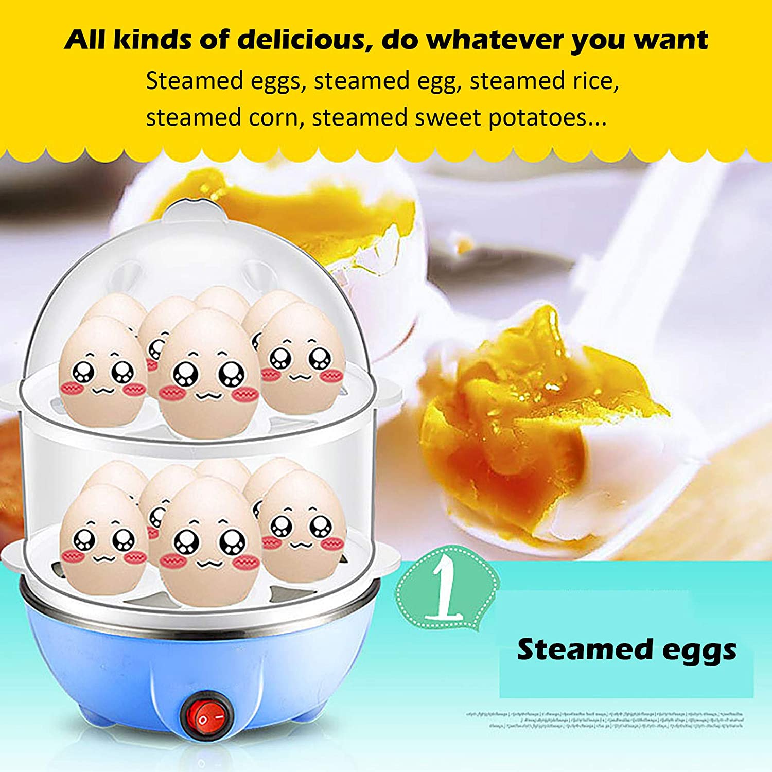 AKAPE 350W Rapid Electric Egg Maker,Egg Steamer,Egg Boiler,Egg