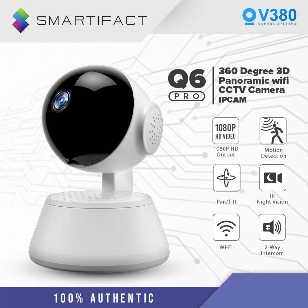 V380 Q6 PRO 1080P IP Cam 360 Degree 3D Panoramic WiFi CCTV Camera IP