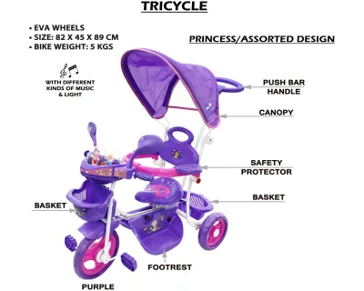 MoonBaby MB-3104SP Tricycle Princess /Assorted Design, With Music & Lights