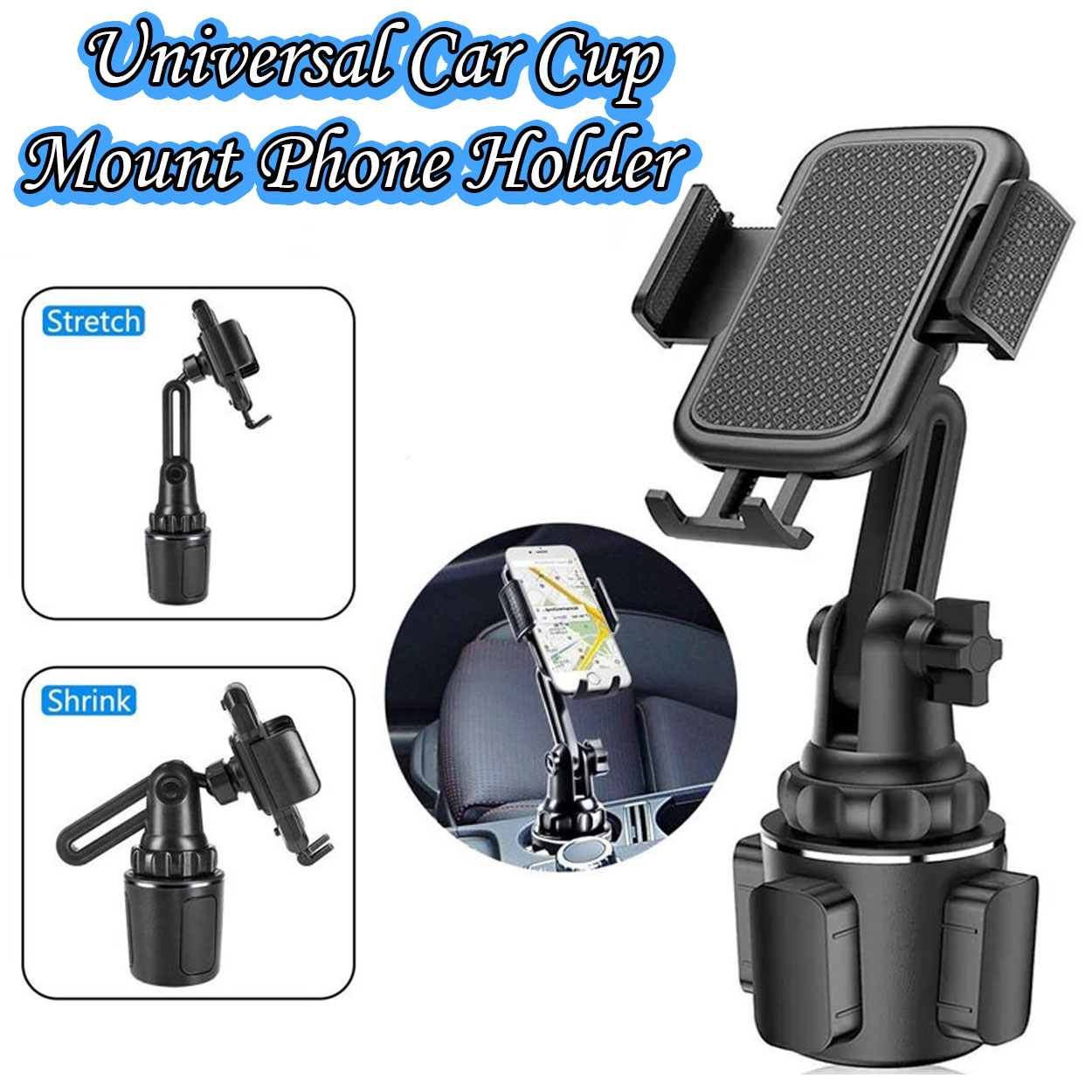 Universal Car Cup Holder Phone Mount Cell Phone Holder Adjustable Cup Holder  Cradle Car Mount with Flexible Long Neck for Cellphone 