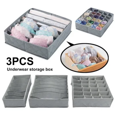 3pcs Set Bamboo charcoal Non-woven Fabric Foldable Storage box Underwear Organizer Case Drawer