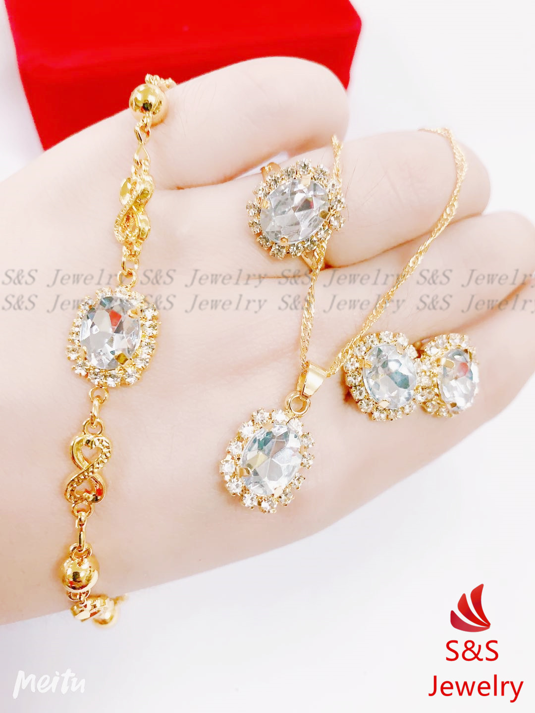 KKK jewelry 18K Gold Plated Fashionable Jewelry 4in1Set for Women