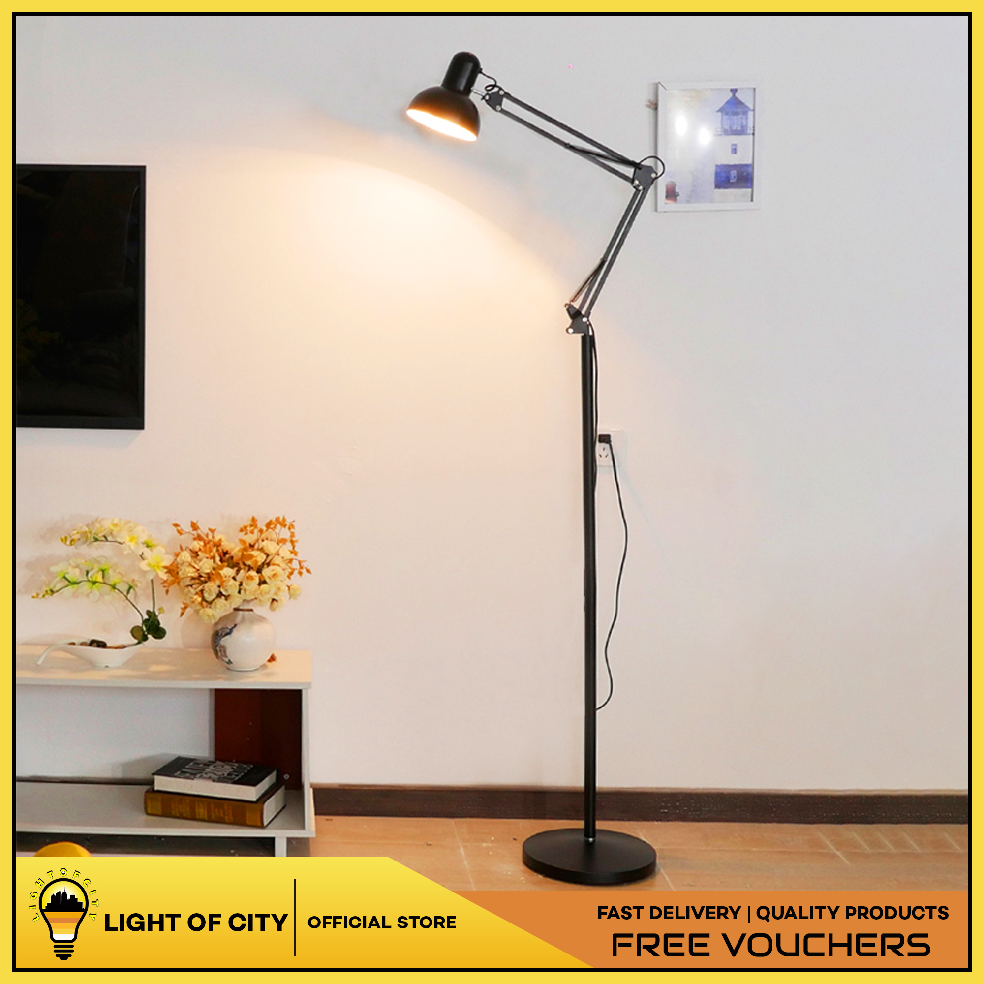 gold swing arm floor lamp