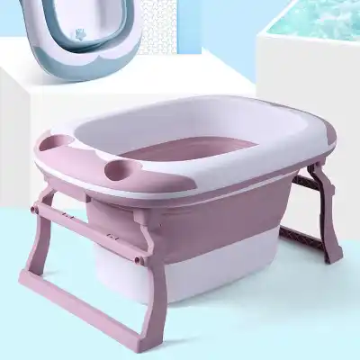 Baby Toddler Bathtub Children Extra Large Silicone Foldable Bath Tub with Bath Seat 90x44 cm