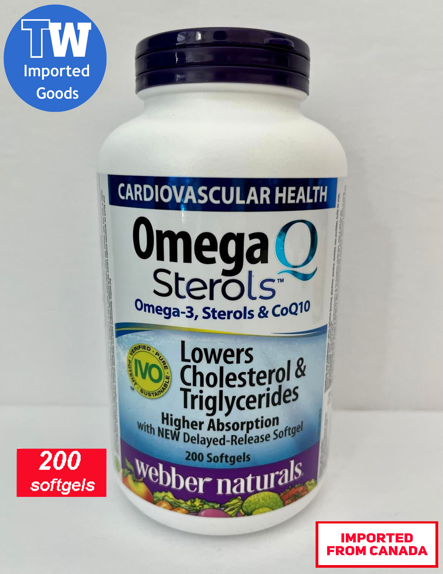 *MADE IN CANADA* ber Naturals Omega3 & CoQ10 with Plant Sterols 200 softgels EXP