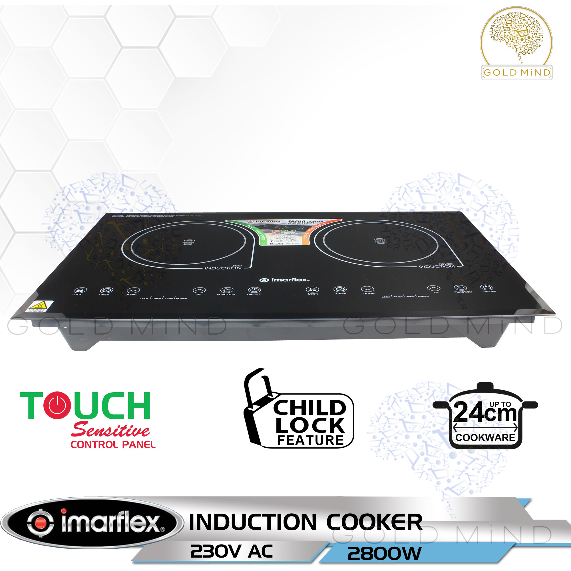 Imarflex Induction Cooker 2800W Double Hobs with Child Lock Feature