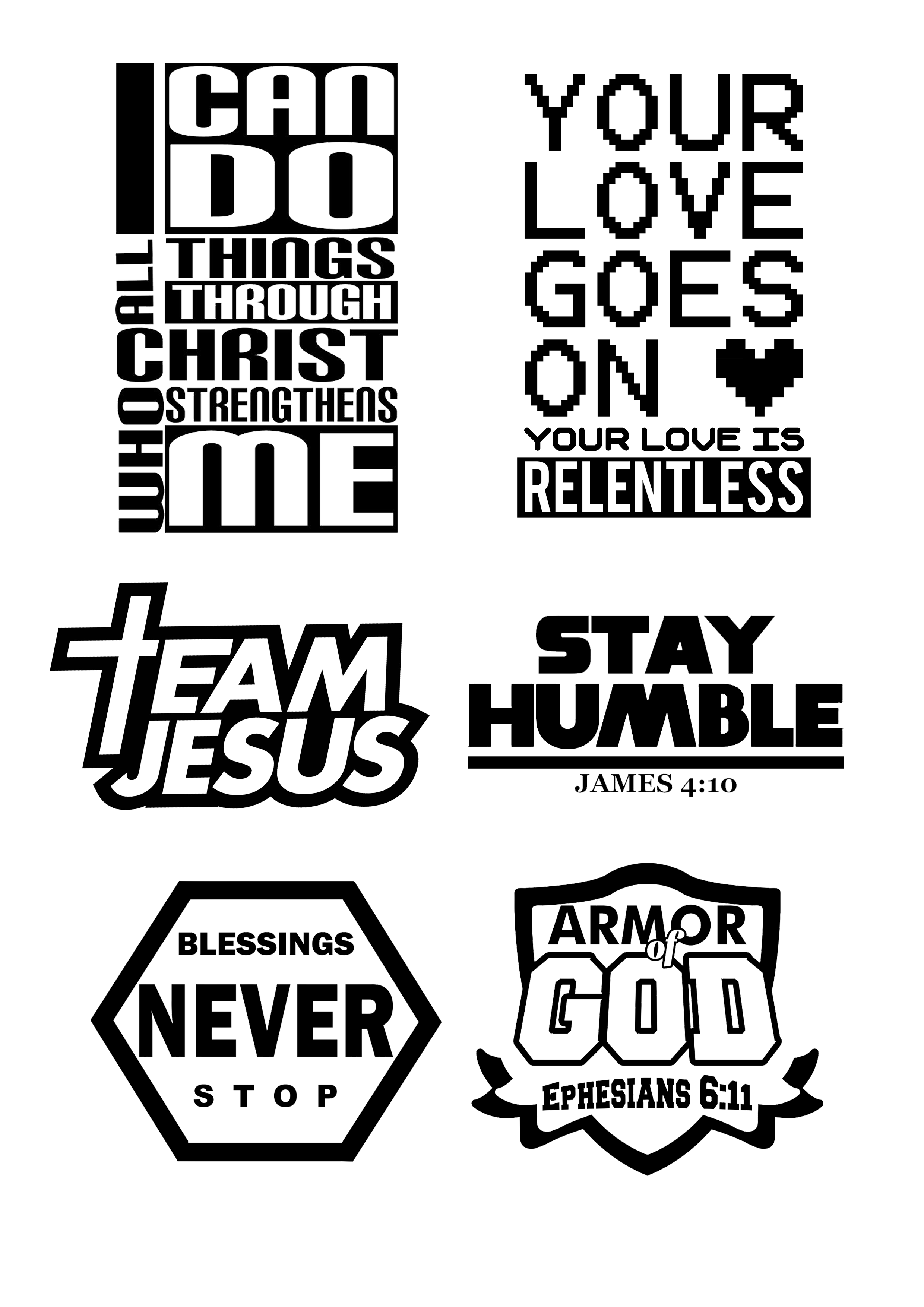 6pcs Bible Verse Transparent Vinyl Waterproof Stickers (batch 2