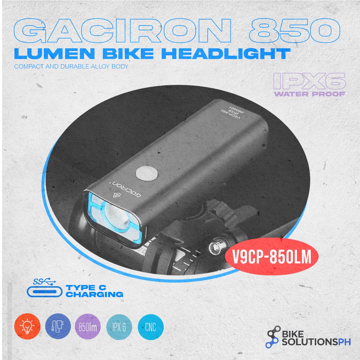 Gaciron V9CP850 bike accessories Lumens Bike Bicycle light 2500mAh USB