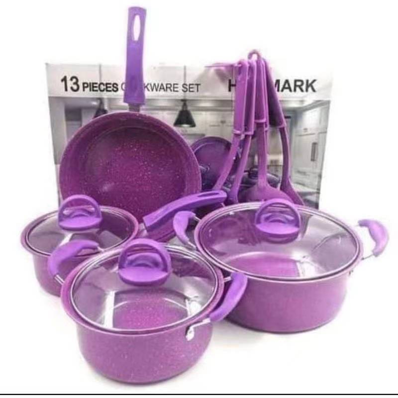 13-Piece Non-Stick Cookware Set with Glass Lids, PFOA Free, Induction Ready  Elegant Purple Kitchen Essentials