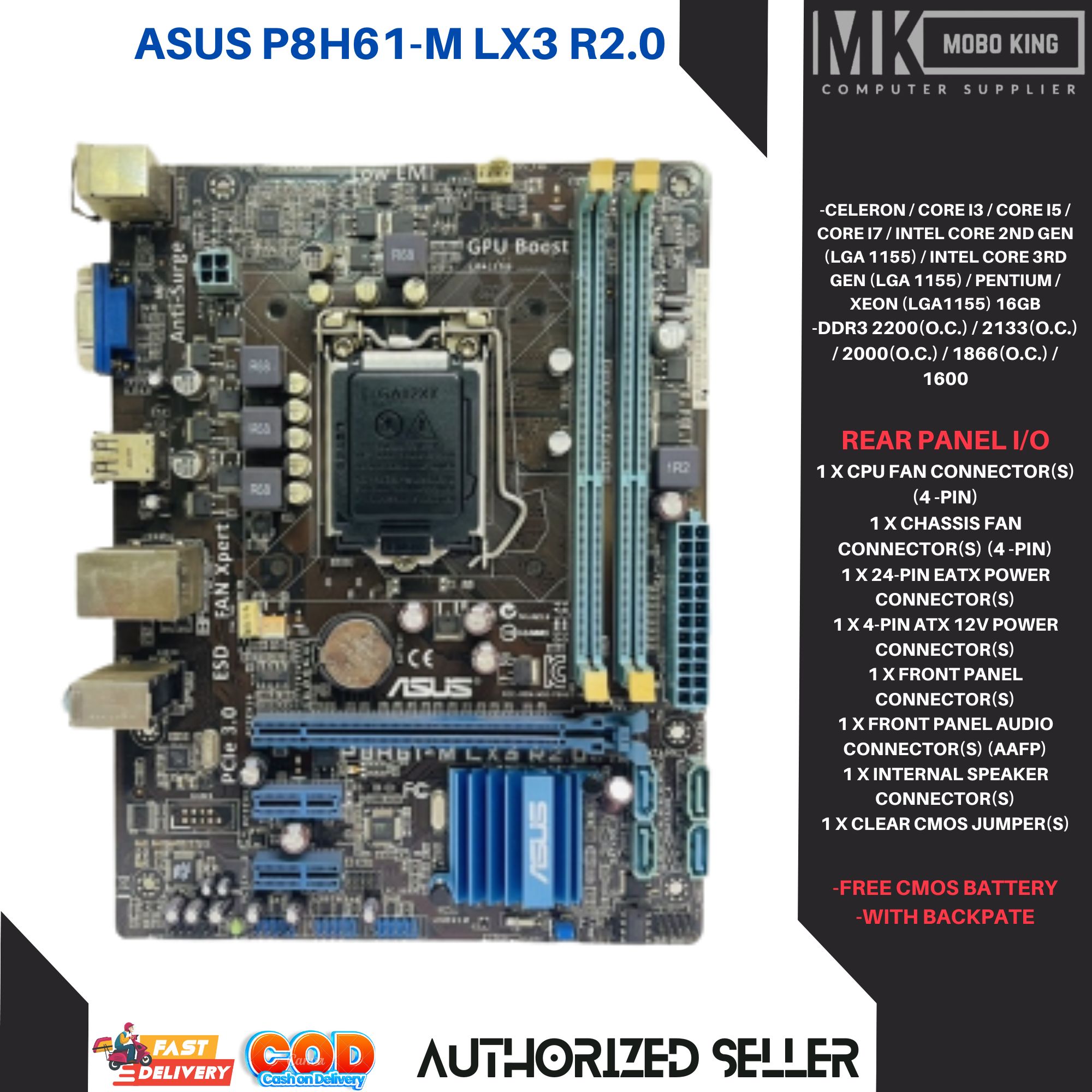 ASUS P8H61-M LX3 Motherboard 1155 Motherboard DDR3 16GB RAM Intel H61 ...