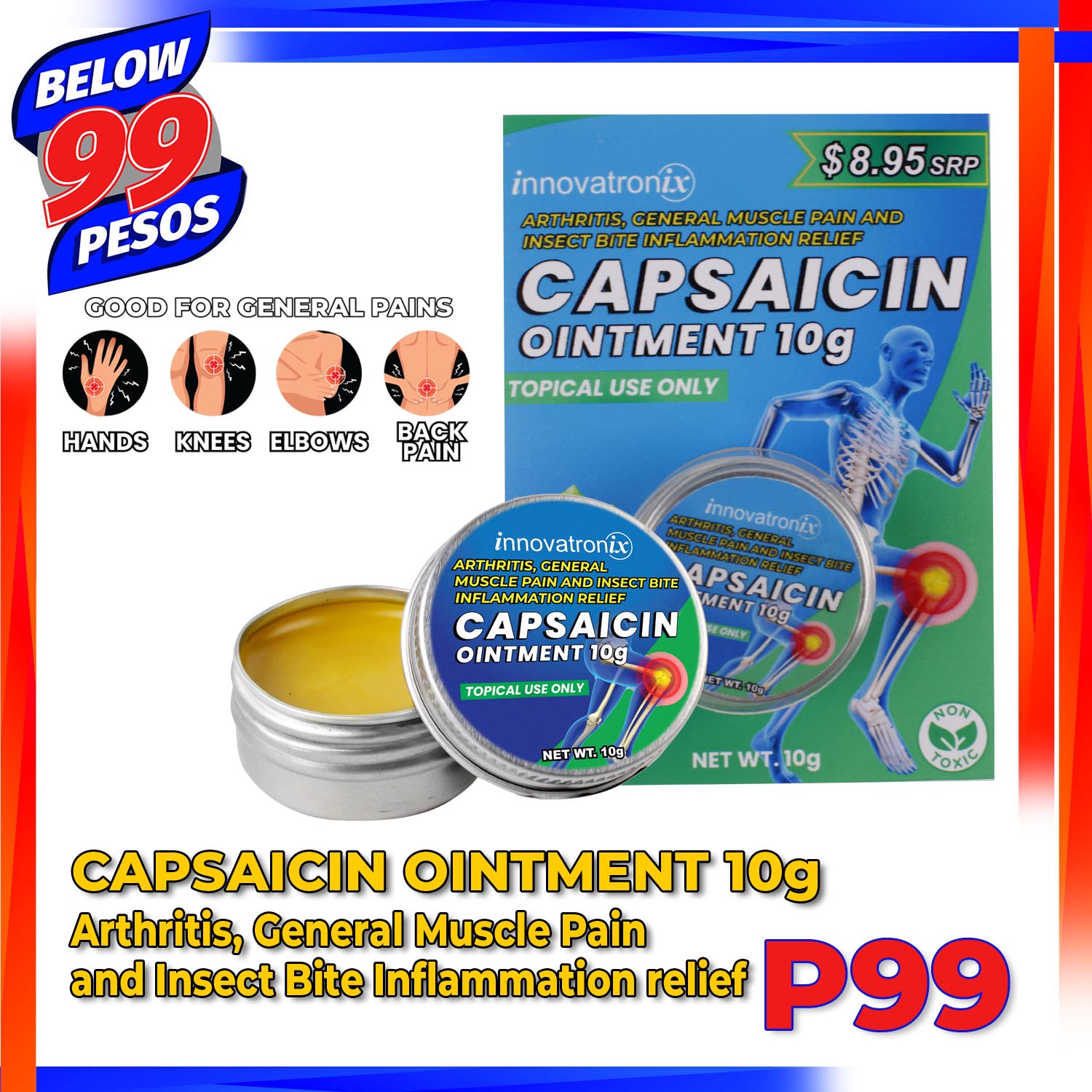 Below99pesos Innovatronix Capsaicin Ointment 10g Anti Arthritis Gout