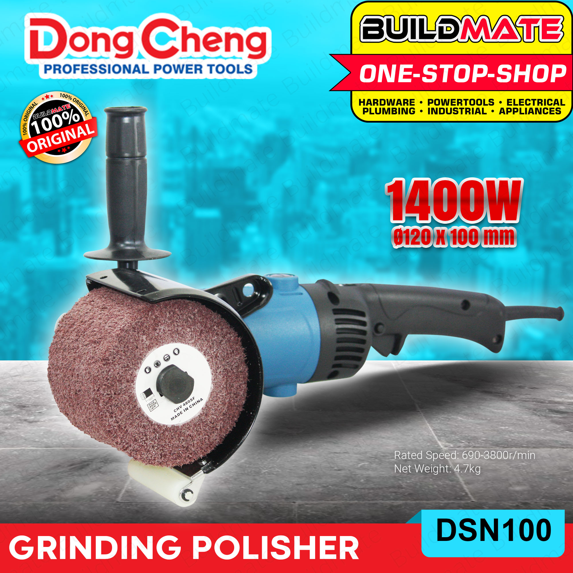 DONG CHENG Electric Grinding Grinder Polisher 1400W DSN100 BUILDMATE