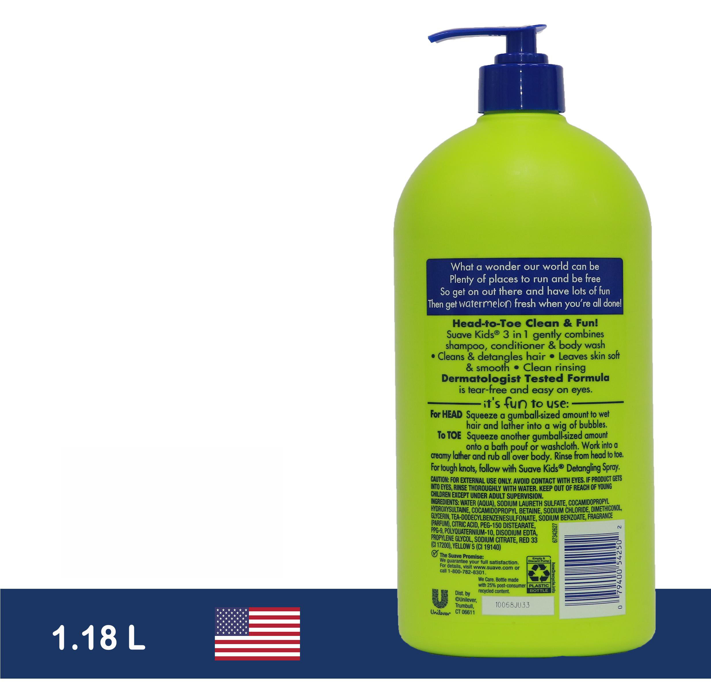 Suave Kids 3in1 Watermelon Shampoo Conditioner and Body Wash 1.18 L