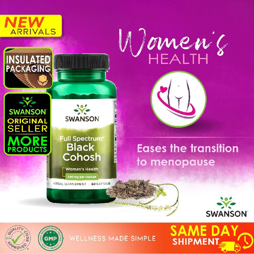 Swanson Black Cohosh 60 caps for menstrual cycle and into menopause