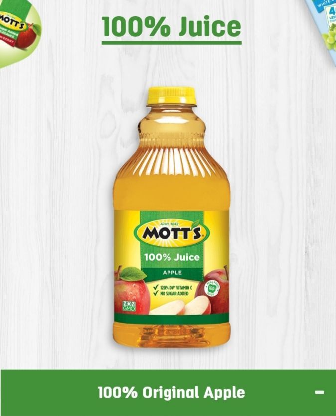 Motts 100 apple juice (946ml) 120 DV" Vitamin C, No Sugar Added