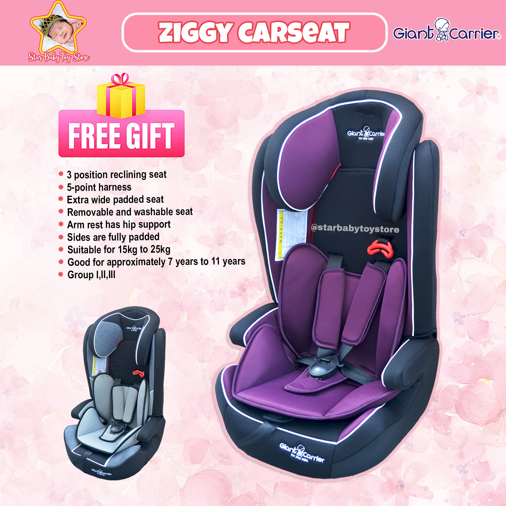 Star Baby Affordable Giant Carrier Car Seat for Baby Ziggy Lazada PH