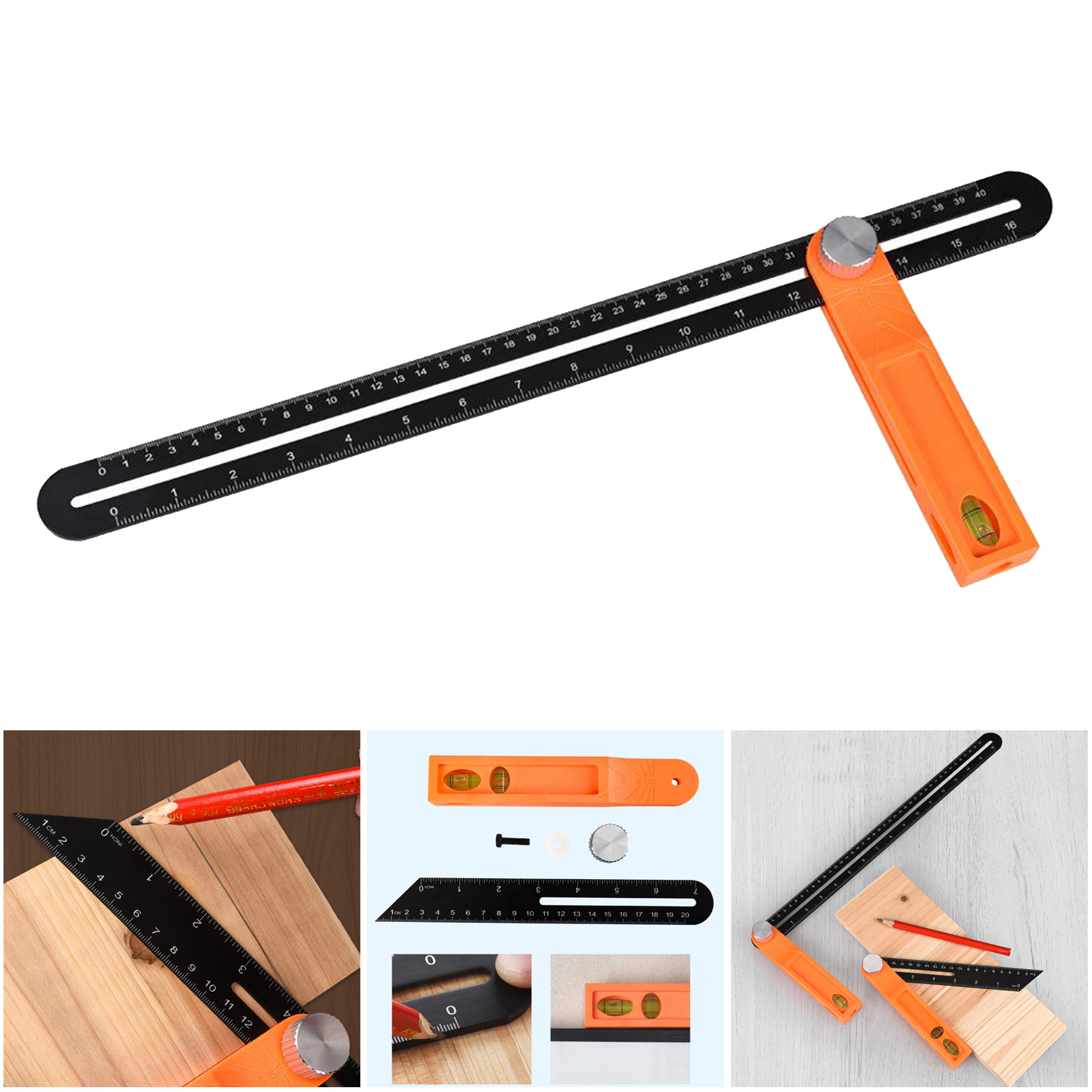 Baoblaze Multifunctional Sliding T-Bevel Gauge Level for Carpenter Architect Engineer