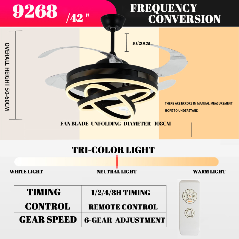 KASIDA Crystal ceiling fan with light with remote light with fan