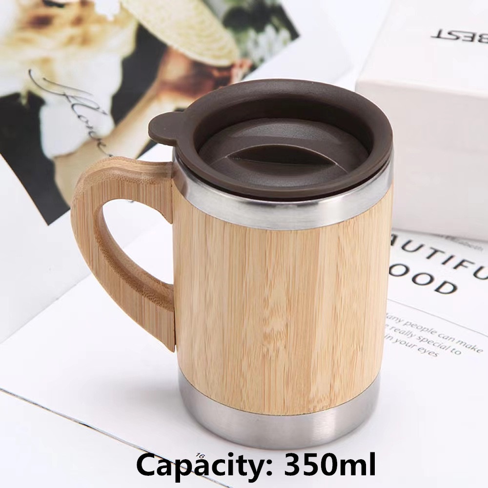 Bamboo mug with handle/ cup/ tumbler/ office use/ hot and cold 450ml