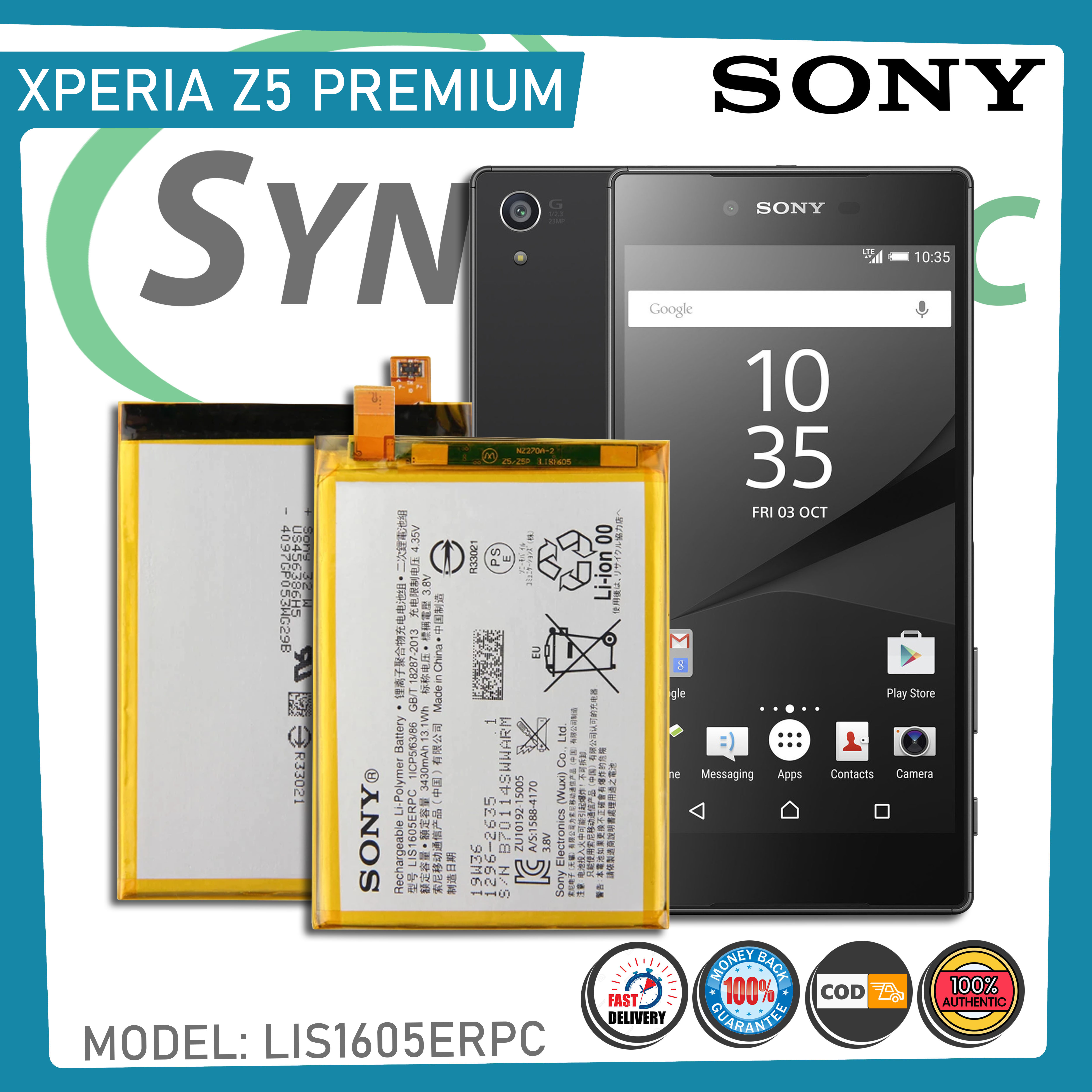 For SONY Xperia Z5 Premium Battery Original, E6853 E6883 Model: LIS1605ERPC  High Quality Phone Battery (3430mAh) Synergific, Battery for Sony Z5  Premium Lazada PH