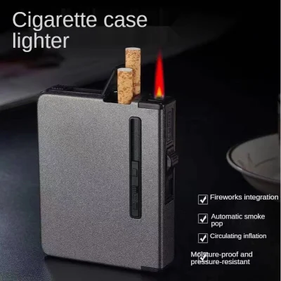 New✤❡ Lighter cigarette case ultra-thin windproof automatic pop-up cigarette with inflation (In Stock)