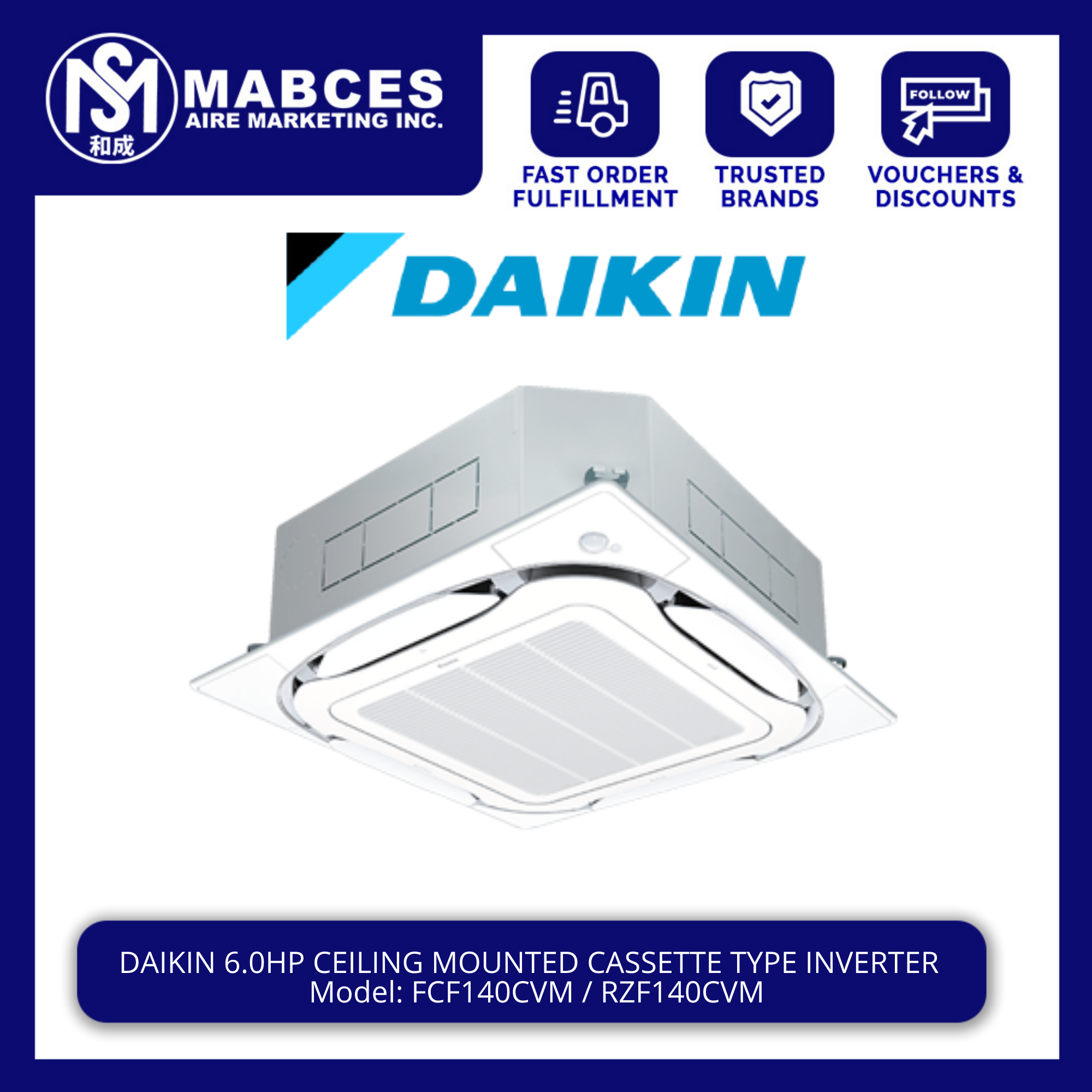 Daikin Hp Ceiling Cassette With Standard Decorative Panel White