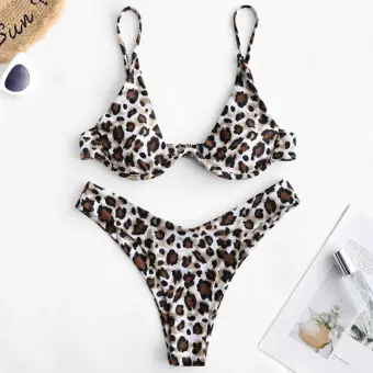 leopard 2 piece swimsuit