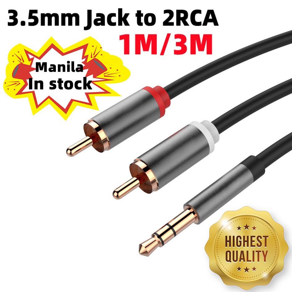 1.5M/3M/5M 3.5mm Male to 2RCA AV Male Stereo Audio Cable AUX Cable