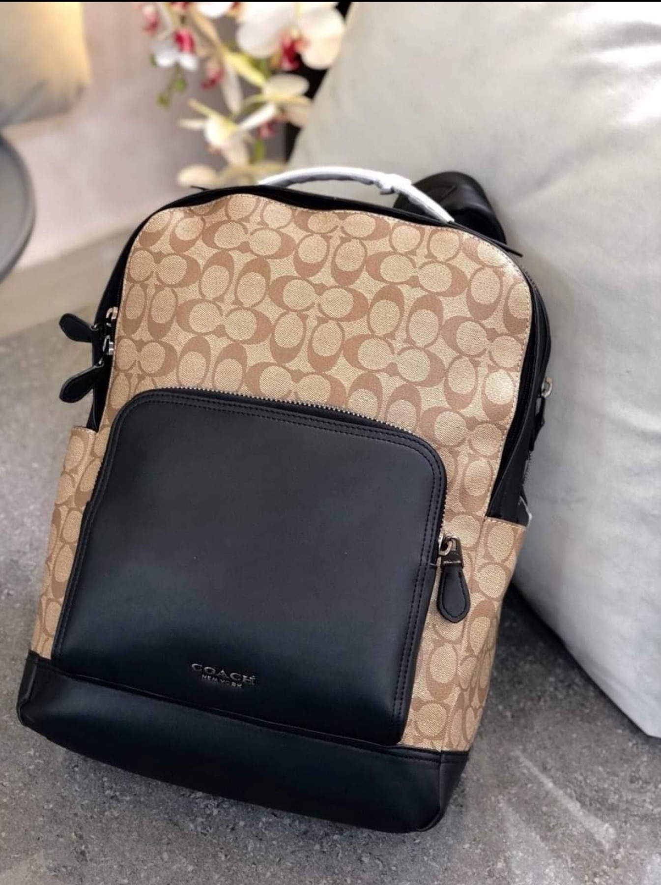 Coach F38755 Graham Zip Backpack in Tan 