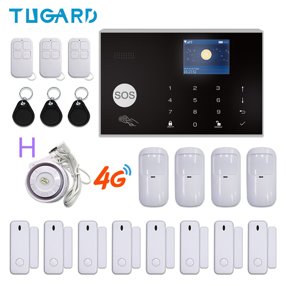 TUGARD G34 Tuya WiFi 3G 4G Security Alarm System Smart Home Burglar Alarm  Kit 433MHz Wireless Sensor Detector Works With Alexa | Lazada.co.th