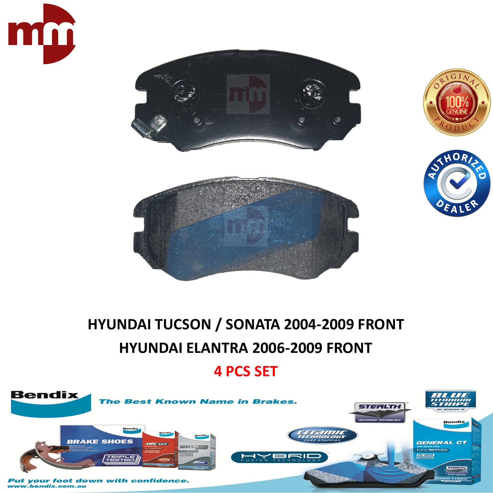 BENDIX GCT Brake Pads for HYUNDAI TUCSON, SONATA 2004-2009 / HYUNDAI ...