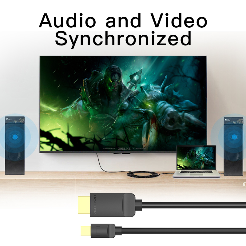 Vention Thunderbolt Mini DP to HDMI Cable Mini Displayport to HDMI Cable Computer TV Adapter for PC HDTV Projector 1080P
