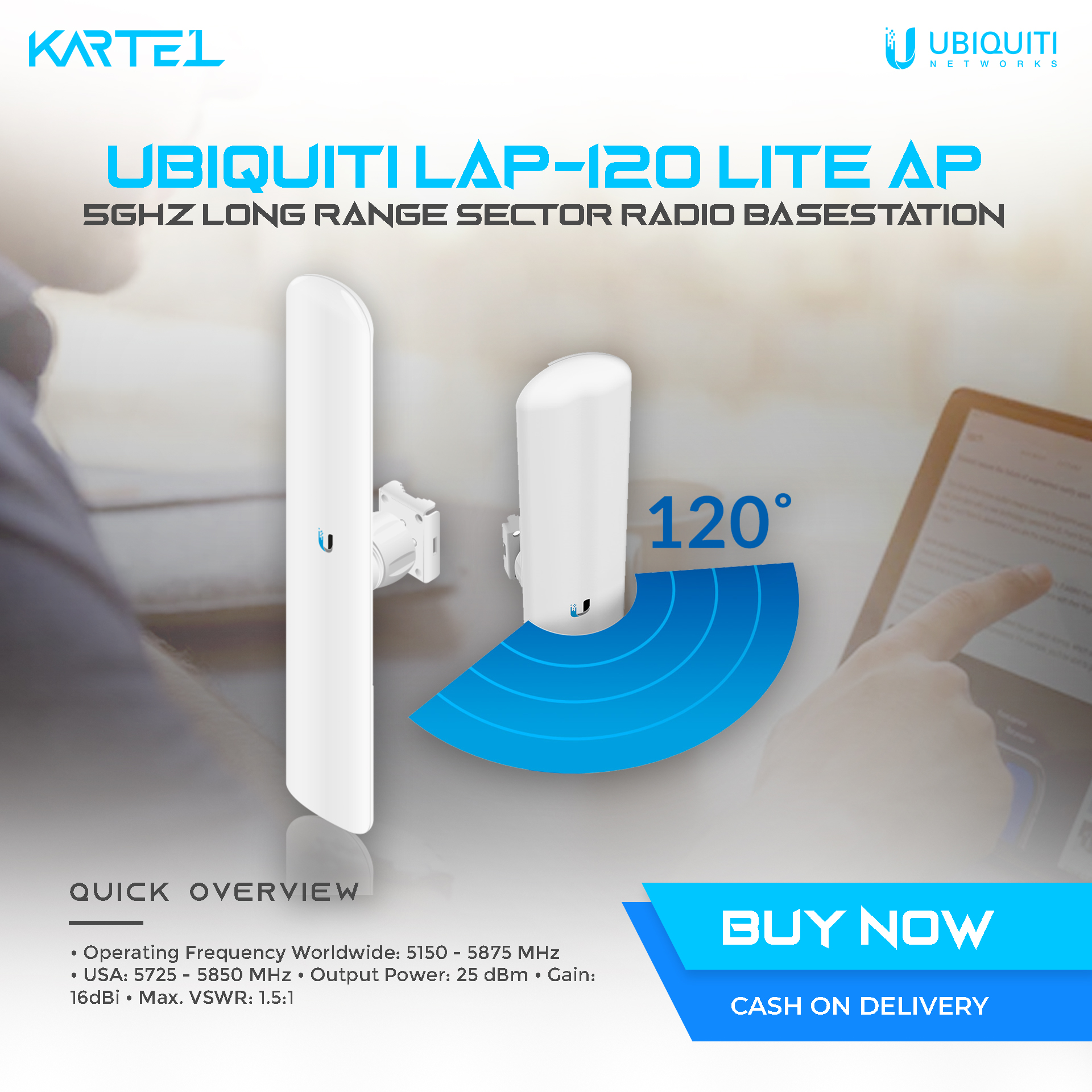 Ubiquiti LiteAP LAP 120 airMAX ac Access Point (formerly Litebeam AC