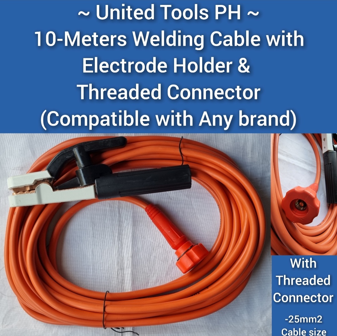 Heavy Duty Welding Cable 10Meters with Electrode Holder and Threaded