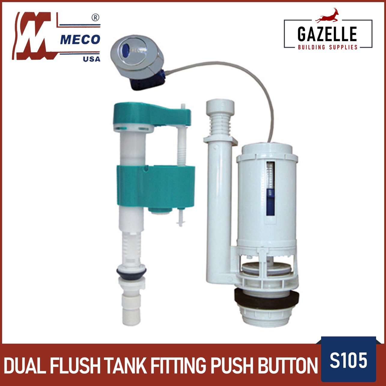 Meco Adjustable Toilet Tank Fill Valve S107 / Single Flush and Dual