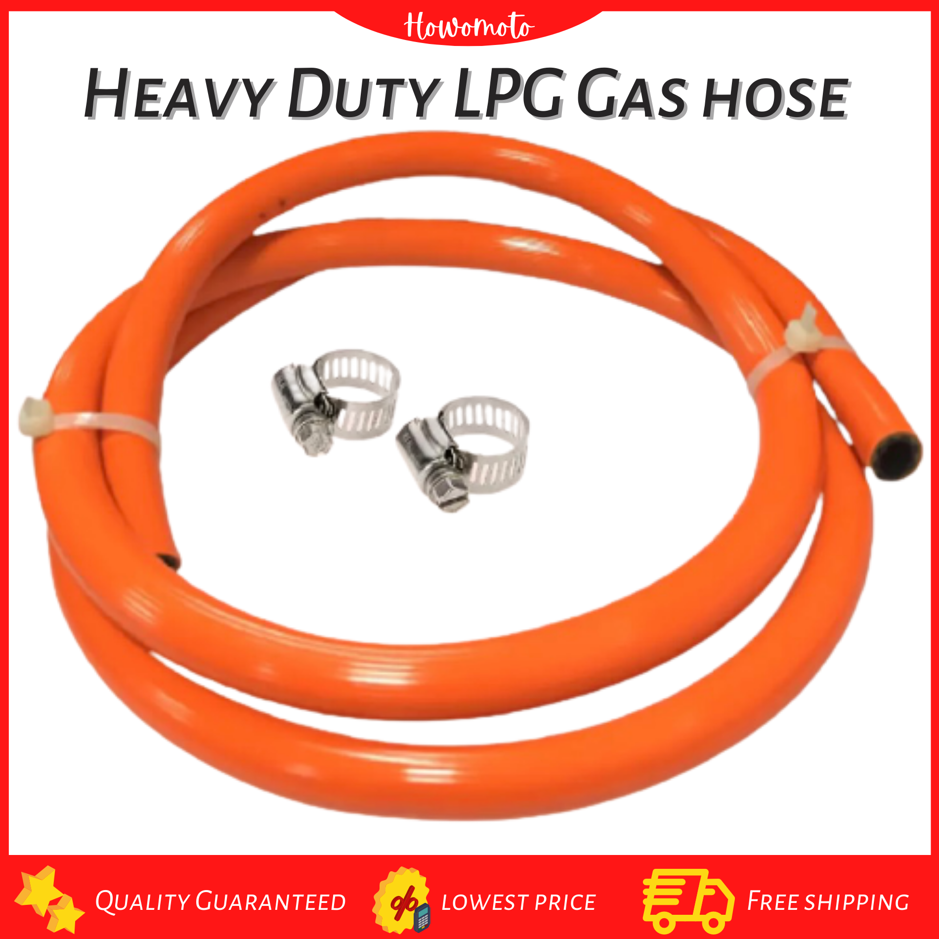 Howomoto High Quality Heavy Duty Rubber Hose 3ply LPG Gas Hose with 2