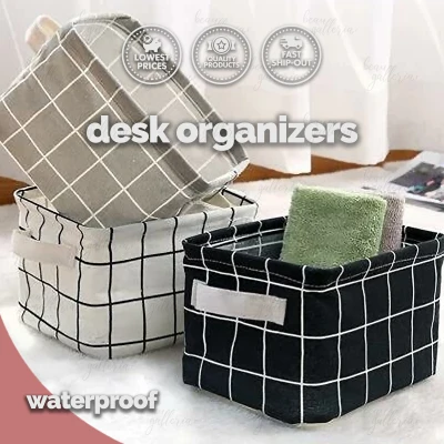 Korean Aesthetic Multipurpose Waterproof Canvas Foldable Storage, Basket, Desk Organizer by Beau Galleria