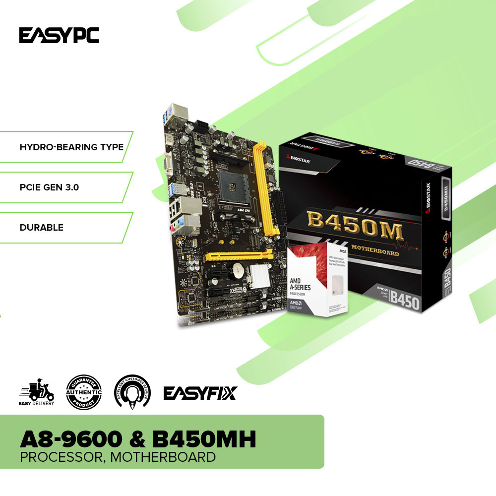 EasyPC AMD A89600 Processor + Biostar B450MH Motherboard + Gigabyte