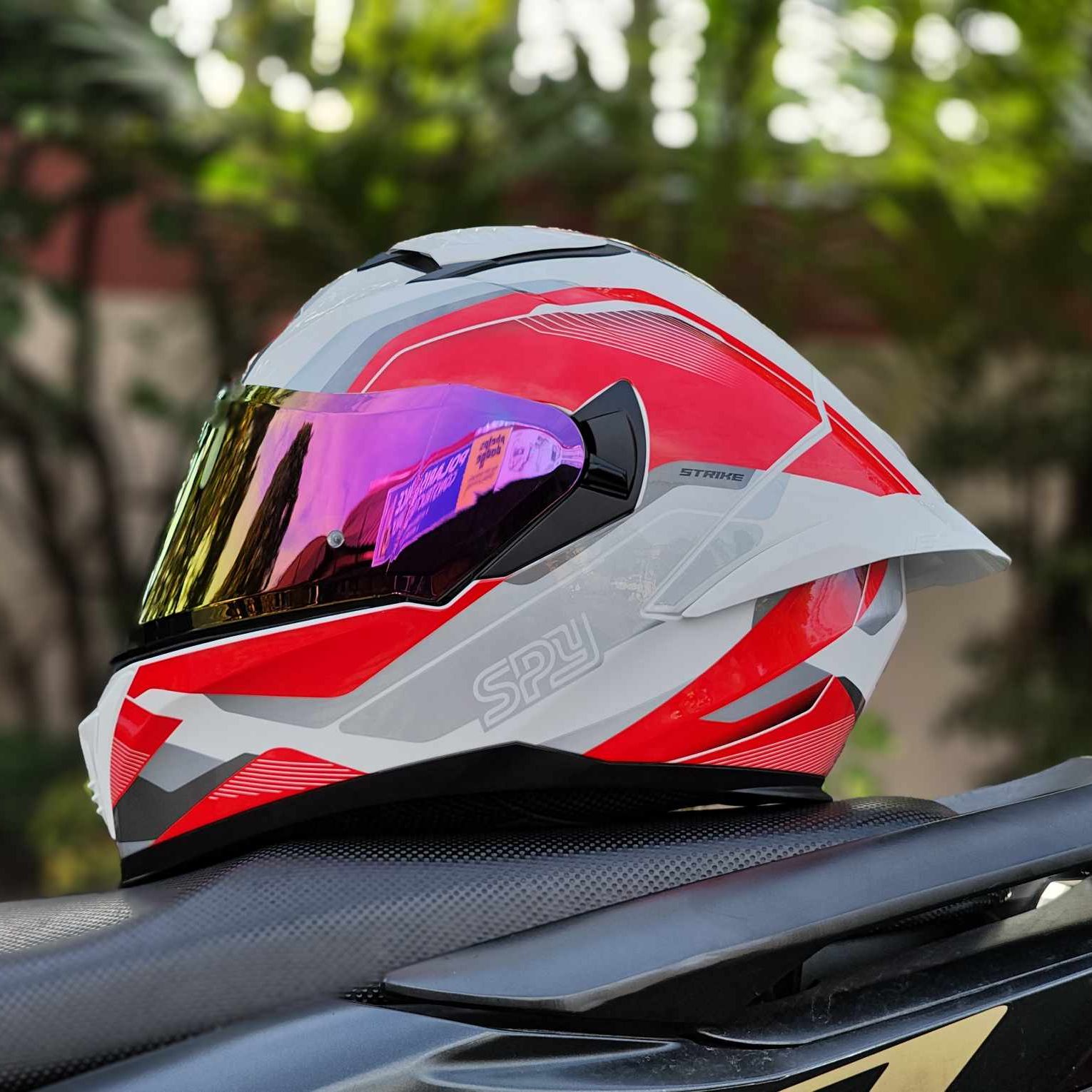 SPYDER STRIKE S9 DELTA Artic White Red FULL FACE DUAL VISOR with spyder-strike-s9-delta-artic-white-red-full-face-dual-visor-with