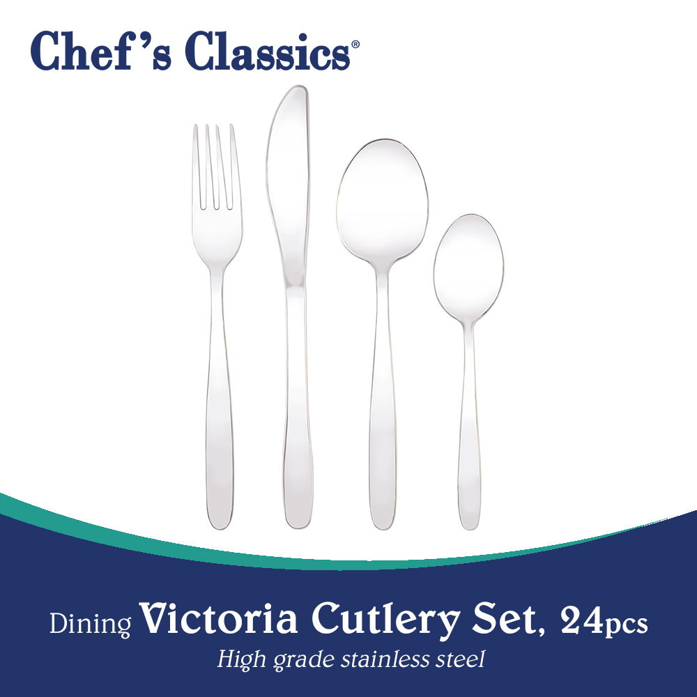 Chef's Classics Dining Victoria Stainless Steel Cutlery Set, 24pcs Lazada PH
