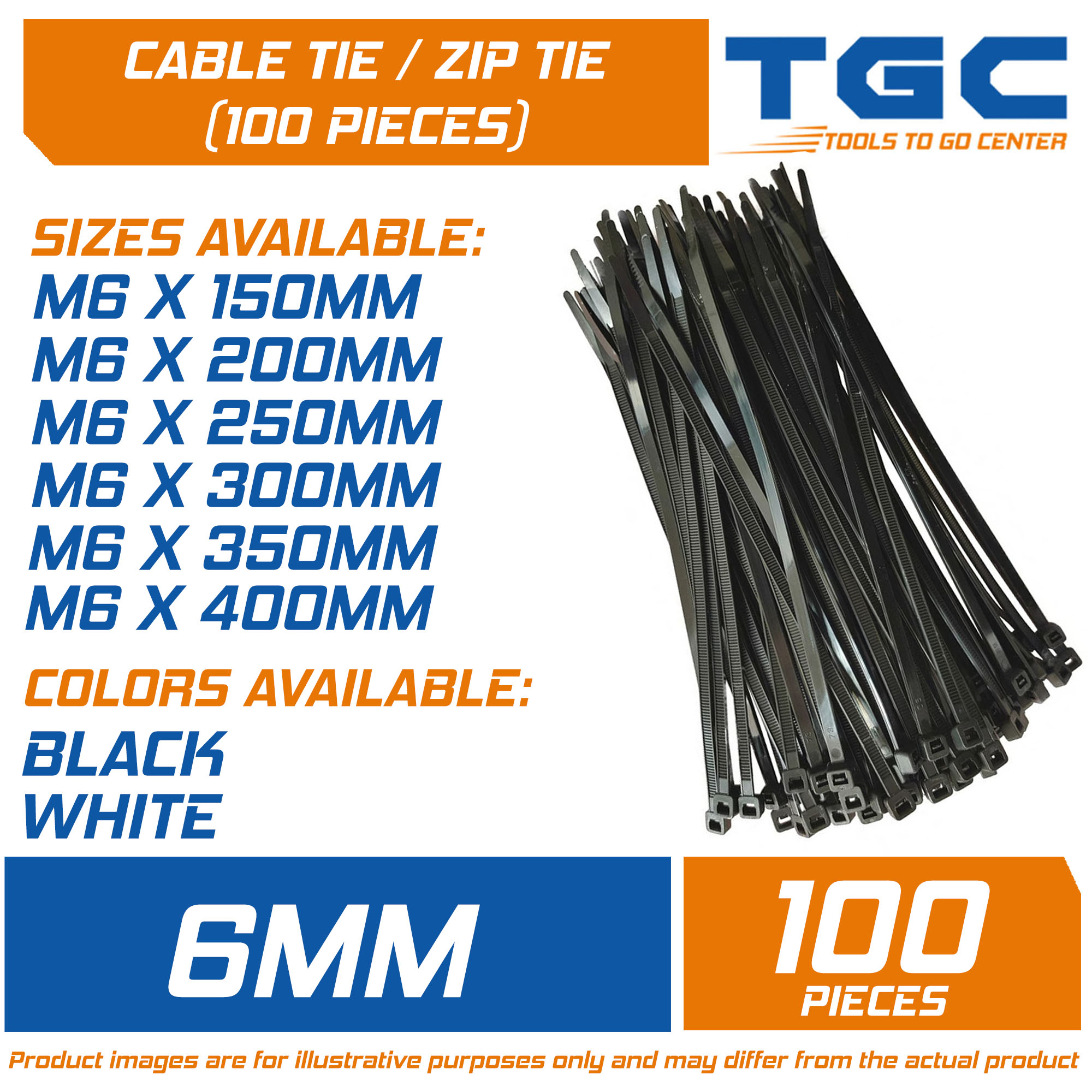 thumbnail interactive-video image 1 of Selectric Heavy Duty Nylon Cable Ties – 200 Pack – White & Black – Thick Long Zip Ties 1 of 4