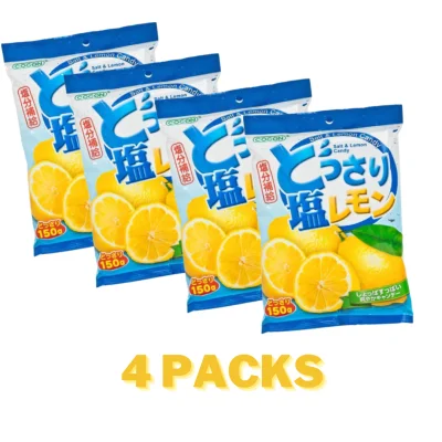 COCON Salt and Lemon Candy Sour, Sweet and Salty (4 Packs of 150g)
