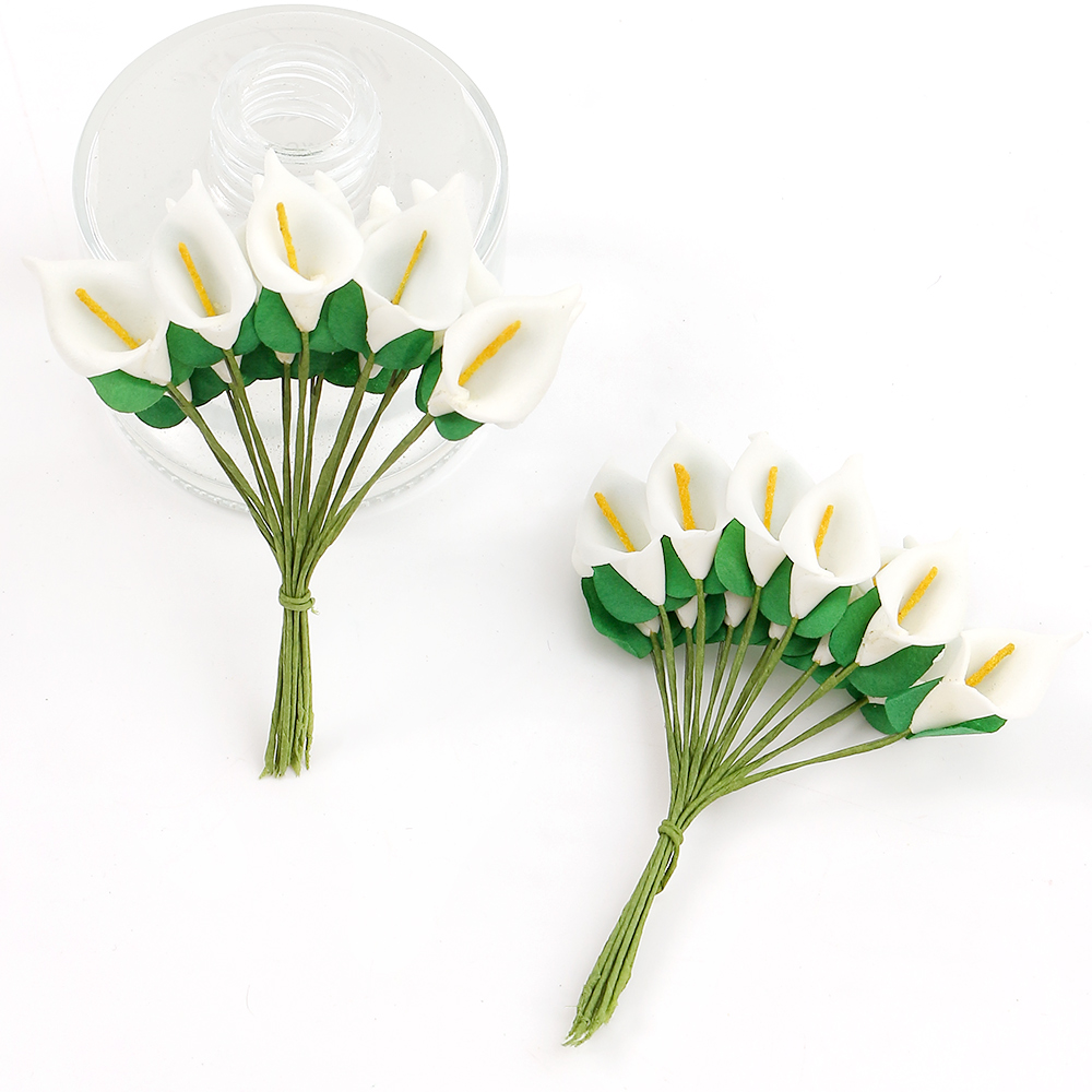 12/36/72Pcs Mini Calla Lily Artificial Flowers Foam Fake Flowers for