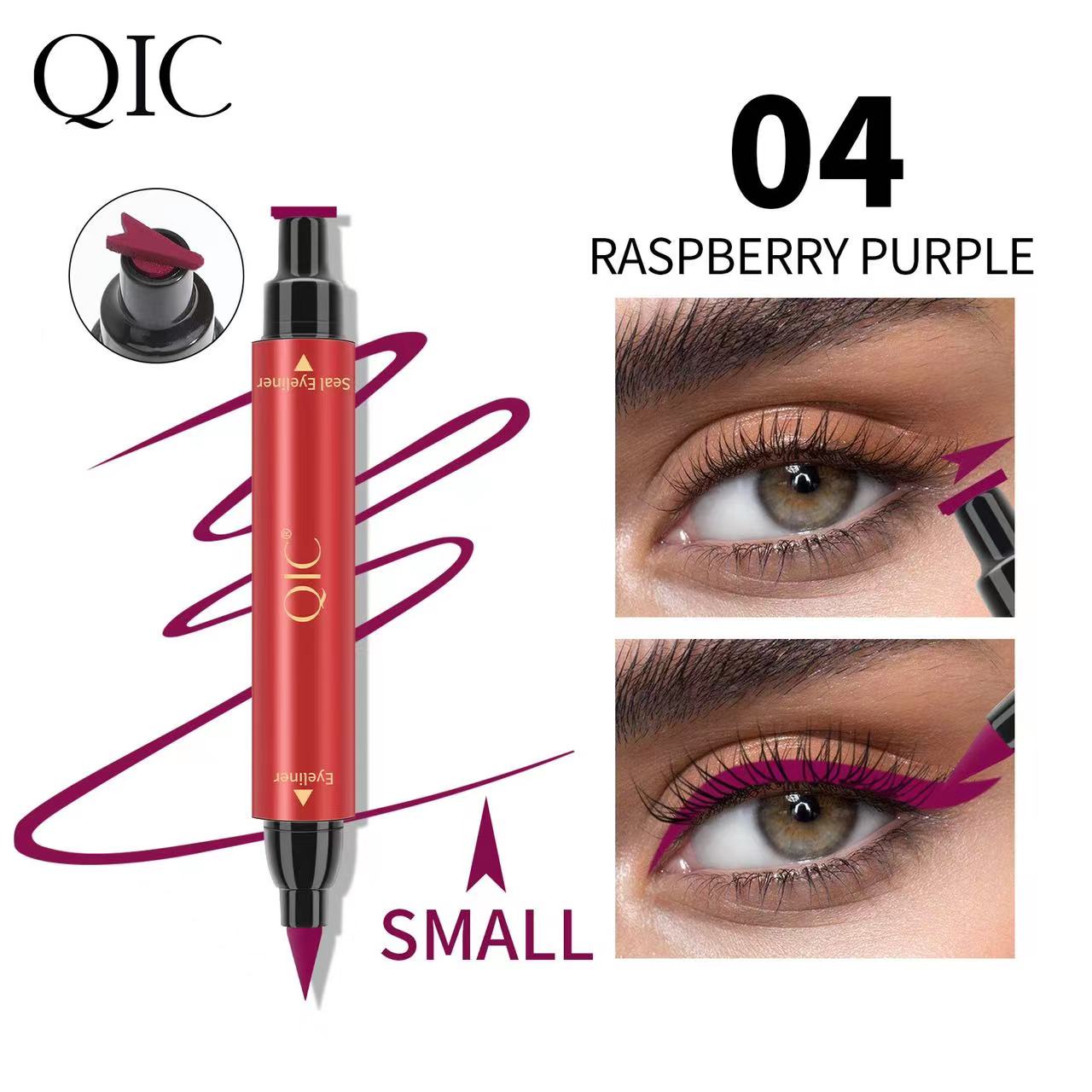 QIC Red series 2in1 liquid eyeliner and wing eye stamp colorful eye