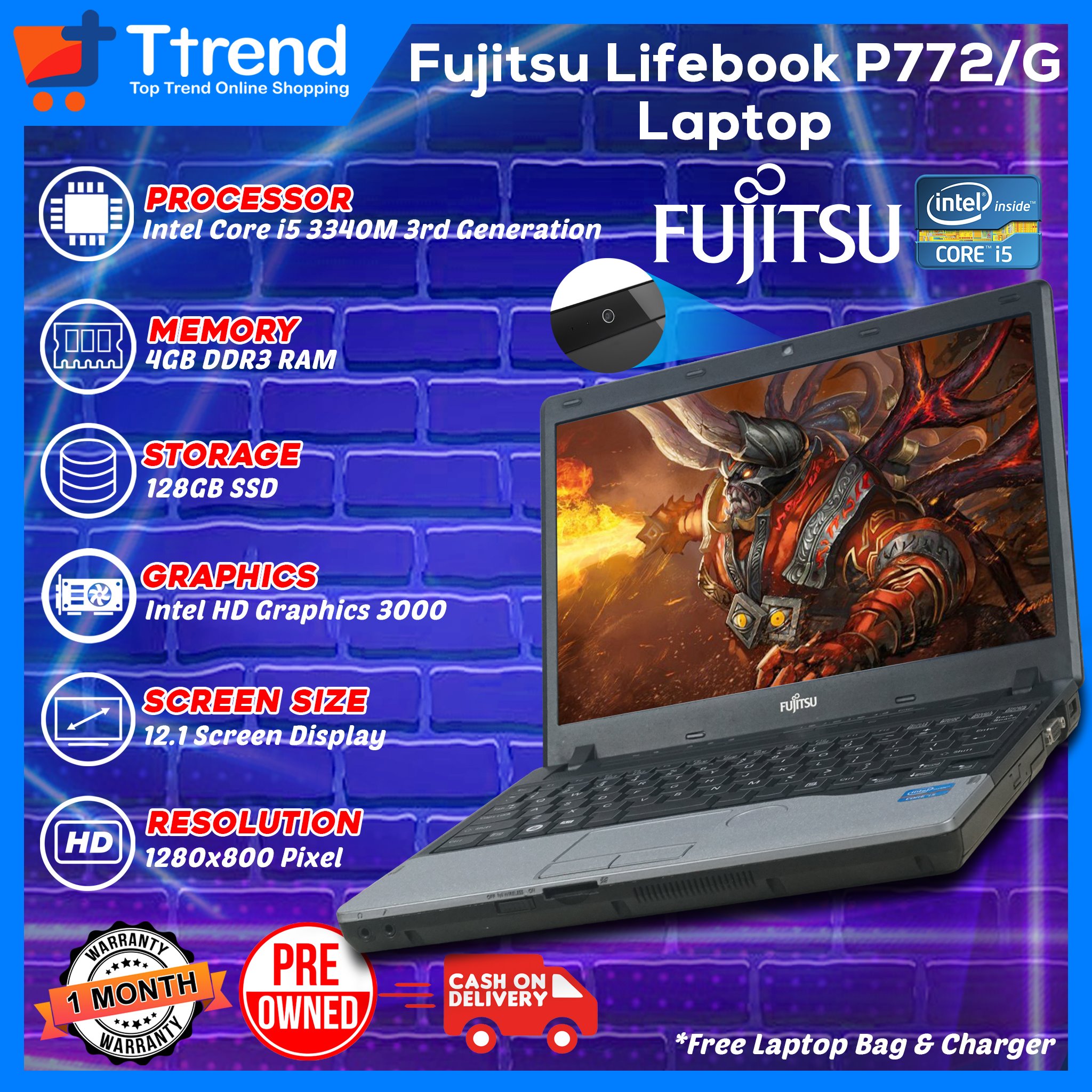 Fujitsu Lifebook P772/G Laptop | Intel Core i5 3340m 4GB RAM DDR3