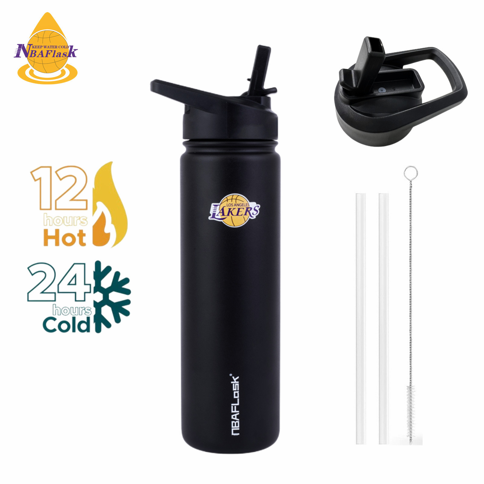 NBAFlask 22oz Vacuum Insulated Water Bottle Stainless Steel Thermos